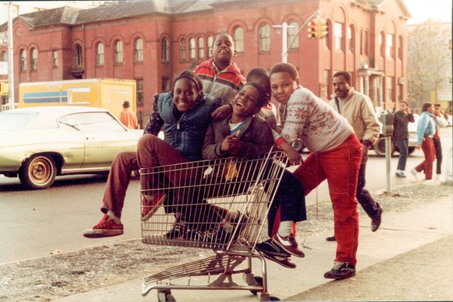 Children in a shopping cart